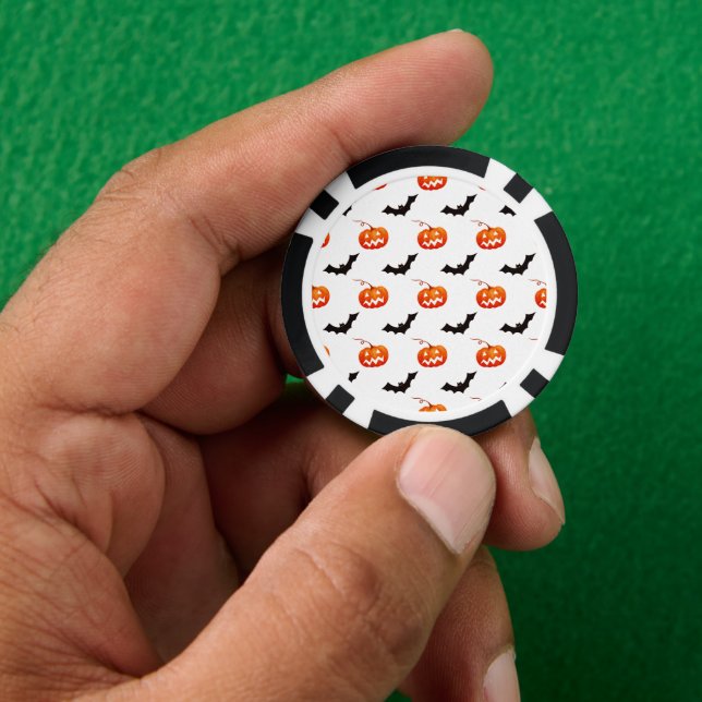 Halloween Pumpkins und Fledermäuse, Trick oder Tre Pokerchips (Hand)