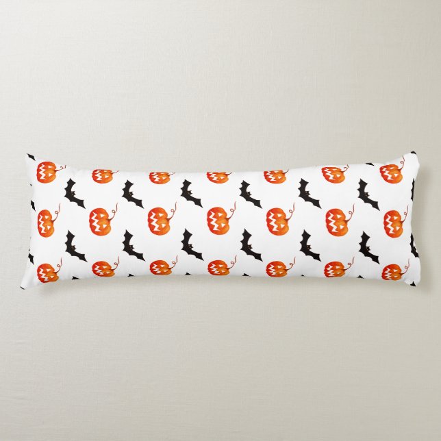 Halloween Pumpkins und Fledermäuse, Trick oder Tre Seitenschläferkissen (Vorderseite)