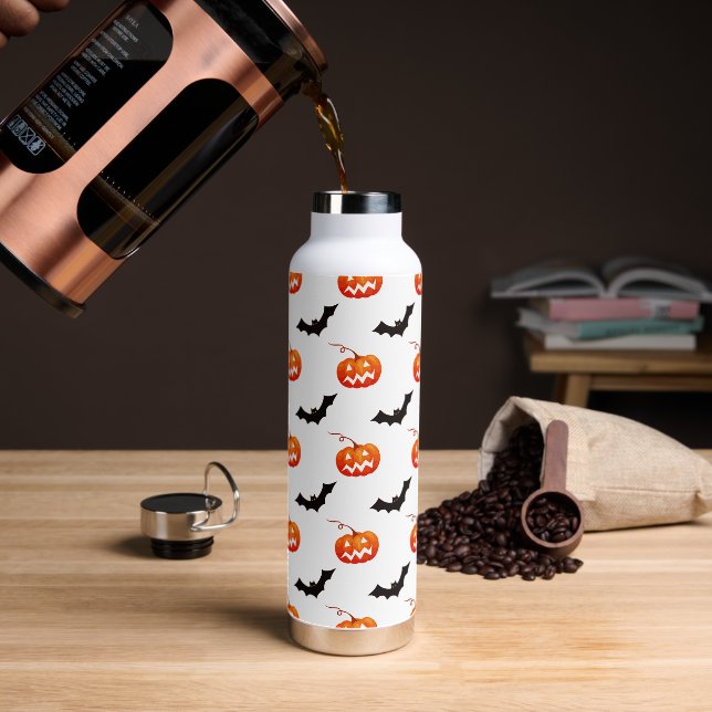Halloween Pumpkins und Fledermäuse, Trick oder Tre Trinkflasche (Kaffee)