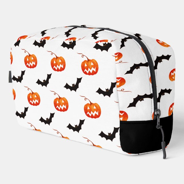 Halloween Pumpkins und Fledermäuse, Trick oder Tre Waschbeutel (Rechte Ecke)