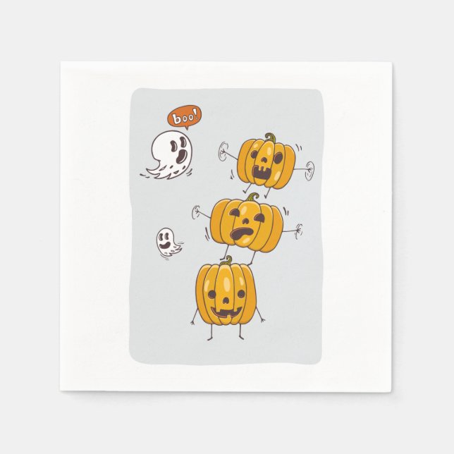 Halloween Pumpkins und Gespensterpapier Napkins Serviette (Vorderseite)