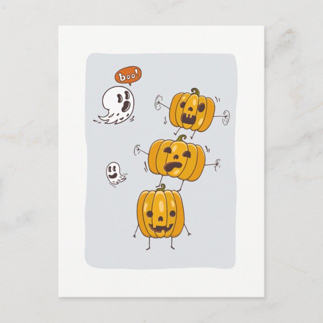 Halloween Pumpkins und Ghosts Postcard Postkarte (Vorderseite)