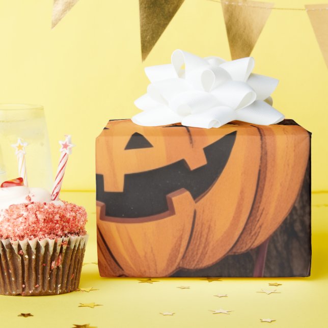 Halloween Pumpkins und Herbstleaves Wrapping Papp Geschenkpapier (Geburtstagsparty)