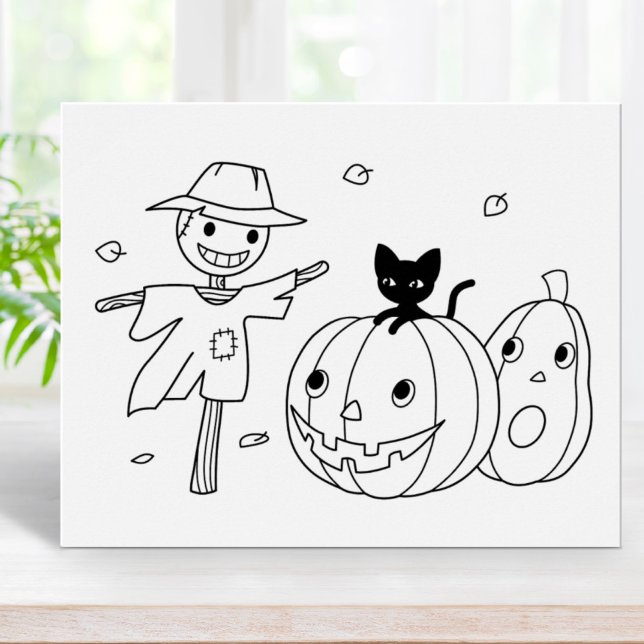 Halloween Pumpkins und Scarecrow Coloring Page Poster (Von Creator hochgeladen)
