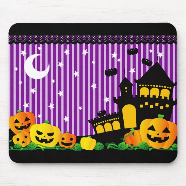 Halloween Pumpkins und Spuk Haus Mousepad (Vorne)