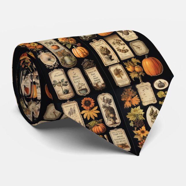 Halloween Pumpkins Vintage Tags Krawatte (Gerollt)