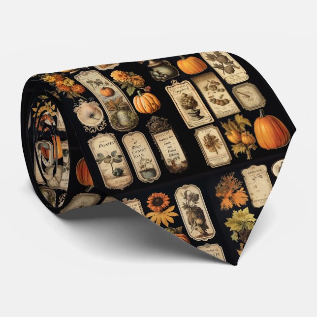 Halloween Pumpkins Vintage Tags Krawatte (Gerollt)