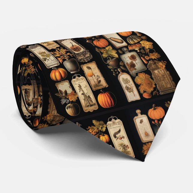 Halloween Pumpkins Vintage Tags Krawatte (Gerollt)
