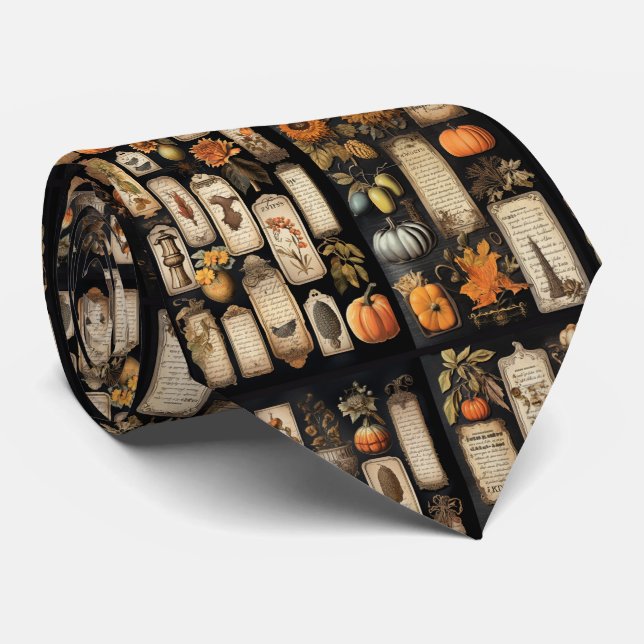 Halloween Pumpkins Vintage Tags Krawatte (Gerollt)
