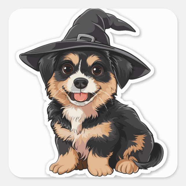 Halloween Puppy Quadratischer Aufkleber (Vorderseite)