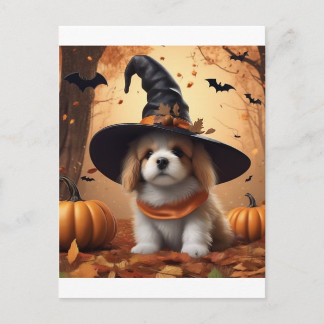 Halloween Puppy - Spooktacular Canine Costu Postkarte (Vorderseite)