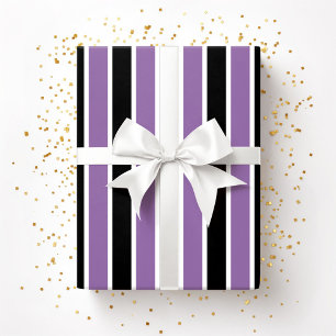Halloween Purple Black Stripes Geschenkpapier