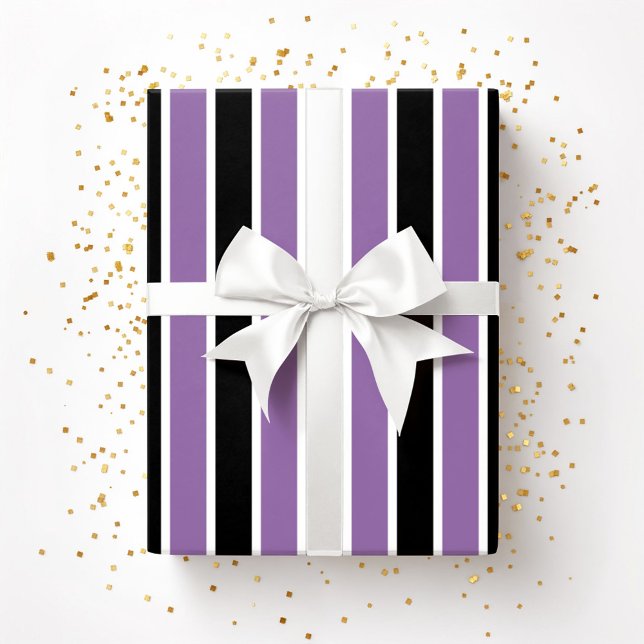 Halloween Purple Black Stripes Geschenkpapier (Halloween Purple Black Stripes Wrapping Paper)
