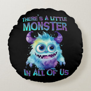 Halloween Purple Monster Rundes Kissen