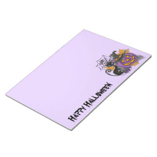 Halloween Purple Witches Brew with Black Cat Notizblock