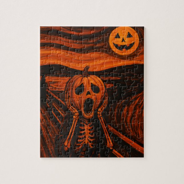 Halloween Puzzle - Pumpkin Skelett "Der Schrei" (Vertikal)