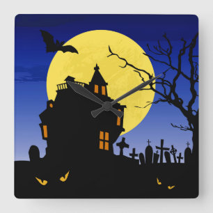 Halloween Quadratische Wanduhr