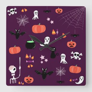Halloween Quadratische Wanduhr