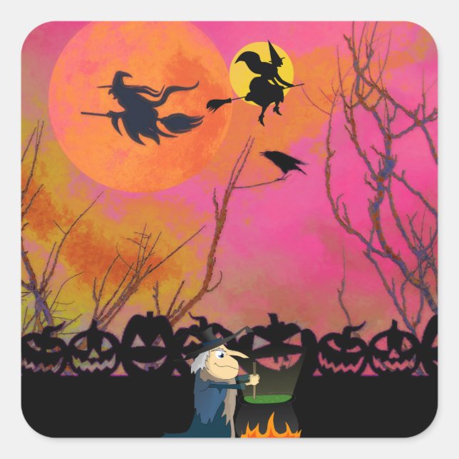 Halloween Quadratischer Aufkleber (Vorderseite)