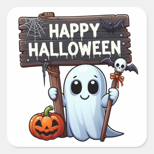 Halloween Quadratischer Aufkleber (Vorderseite)