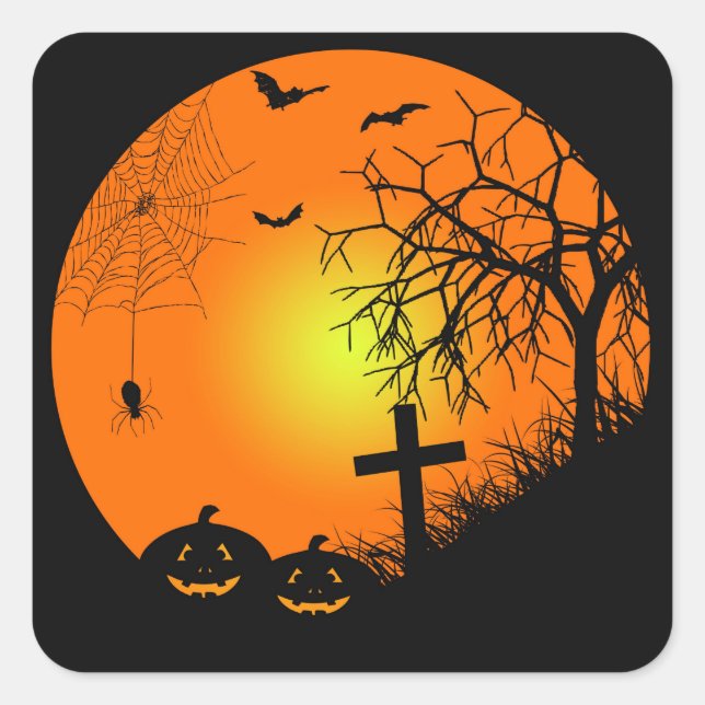 Halloween Quadratischer Aufkleber (Vorderseite)