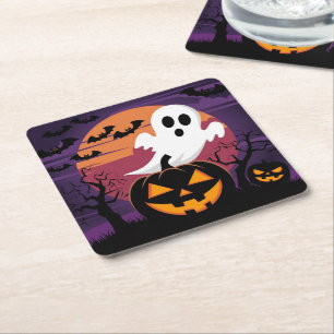 Halloween-quadratischer Untersetzer. Rechteckiger Pappuntersetzer