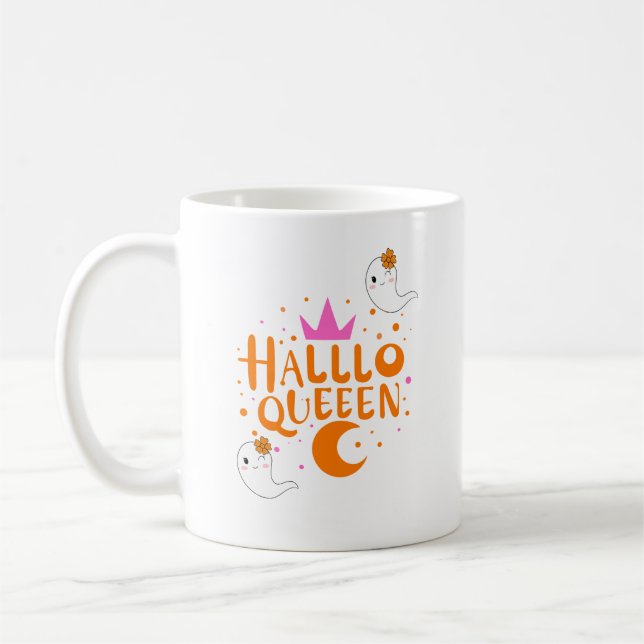Halloween Queen, Halloqueen, Retro Halloween Art Kaffeetasse (Links)
