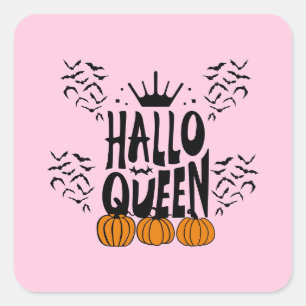 Halloween Queen, Halloqueen, Retro Halloween Art Quadratischer Aufkleber
