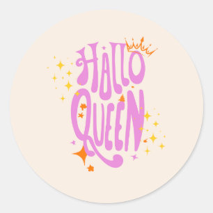 Halloween Queen, Halloqueen, Retro Halloween Art Runder Aufkleber