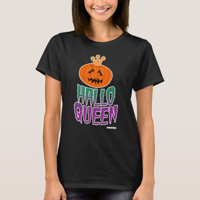 Halloween Queen Illustriert Cartoon Style Slogan T-Shirt (Vorderseite)