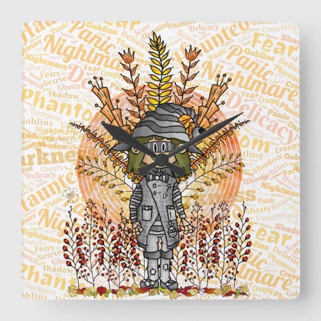 Halloween - Quinn Quadratische Wanduhr (Vorderseite)