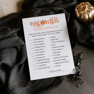 Halloween-Quiz-Kartenspiel Phobie-Zuordnungsspiel Einladung