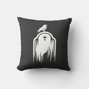 Halloween-Rabe-Grabstein-Silhouette-Design Kissen