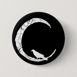 Halloween-Rabe und Halbmondmondknopf Button