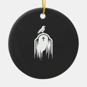 Halloween-Raben-Grabstein-Silhouette-Design Keramik Ornament