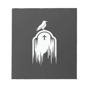 Halloween-Raben-Grabstein-Silhouette-Design Notizblock