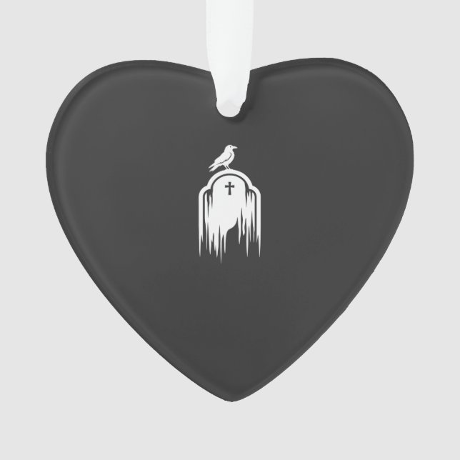 Halloween-Raben-Grabstein-Silhouette-Design Ornament (Vorderseite)