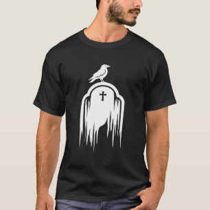 Halloween-Raben-Grabstein-Silhouette-Design T-Shirt
