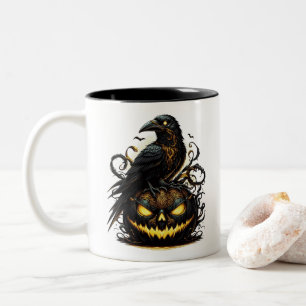 Halloween-Raben-Kaffeetasse Zweifarbige Tasse