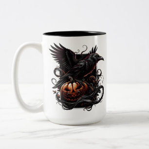Halloween-Raben-Kaffeetasse Zweifarbige Tasse