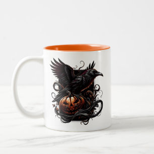 Halloween-Raben-Kaffeetasse Zweifarbige Tasse