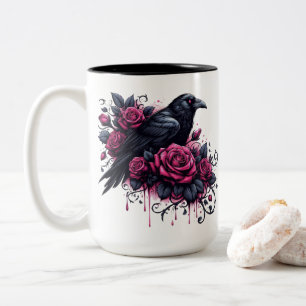 Halloween-Raben-Kaffeetasse Zweifarbige Tasse
