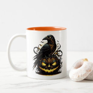 Halloween-Raben-Kaffeetasse Zweifarbige Tasse