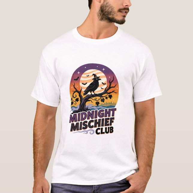 Halloween-Raben-Mond-Mischief T-Shirt (Vorderseite)