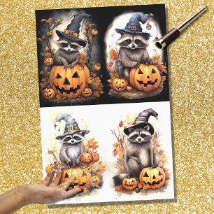 Halloween Raccoon Collage 1 Decoupage Paper Seidenpapier