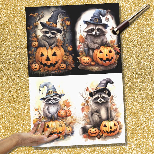 Halloween Raccoon Collage 1 Decoupage Paper Seidenpapier (Von Creator hochgeladen)