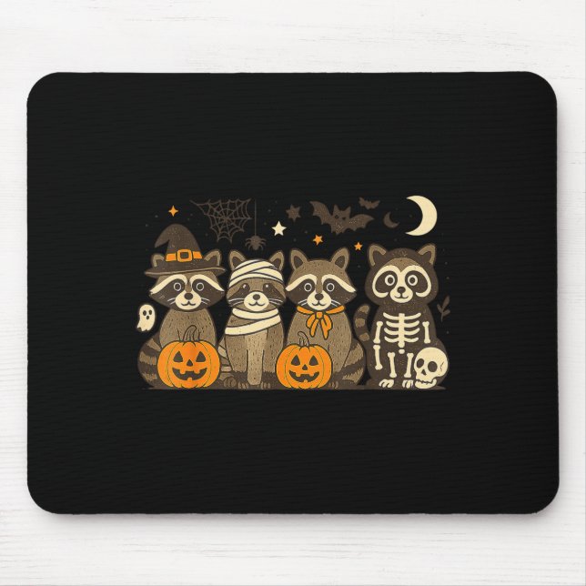 Halloween Raccoon Costumes Ghost Witch Mummy Men W Mousepad (Vorne)