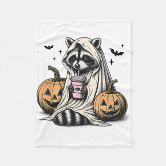 Halloween Raccoon Ghost Fleecedecke