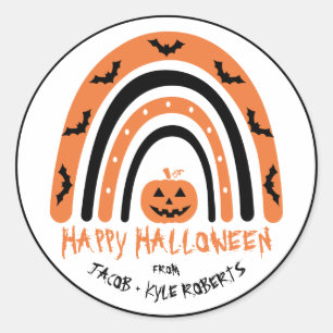 Halloween Rainbow Bat Pumpkin Vielen Dank Runder Aufkleber