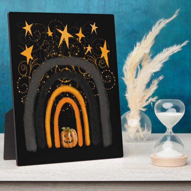 Halloween Rainbow | Kürbis, Wirbel und Sterne Fotoplatte (Seite)